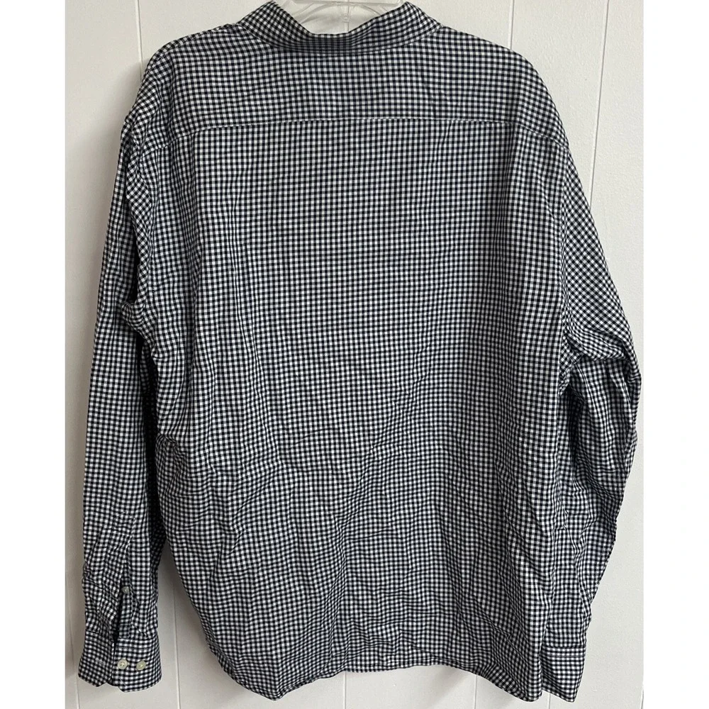 Banana Republic Mens Shirt Oxford XL Extra Large‎ Navy Blue Checked Untucked Fit